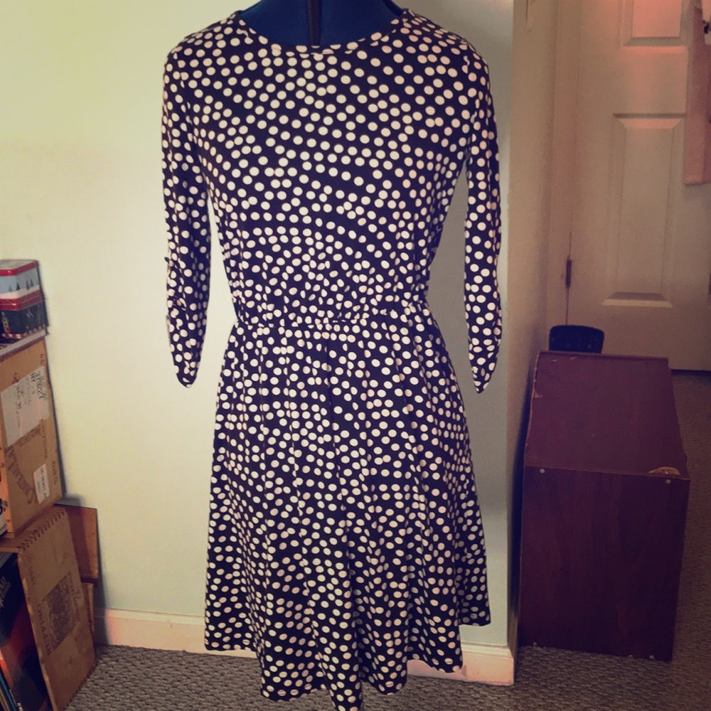 Blue and White Polka Dot Dress